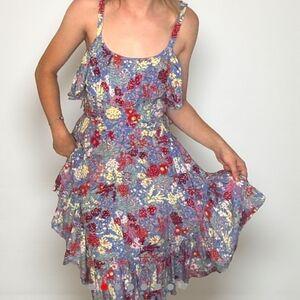 Abel The Label Sleeveless Boho Flirty Peasant Dress Candy Florals NWT M